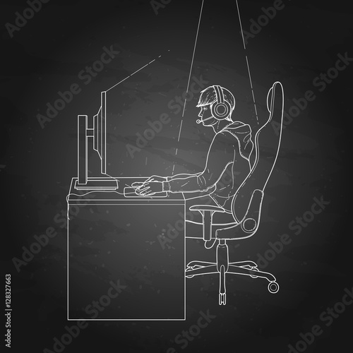 Guy playing the computer