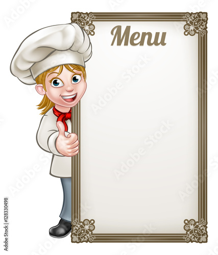 Cartoon Woman Chef Menu