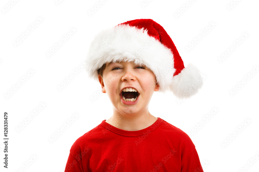 Christmas time - boy with Santa Claus Hat Christmas time - boy with Santa Claus Hat