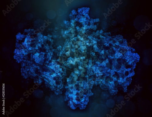 Fotografie Botulinum toxin neurotoxic protein, 3D rendering.
