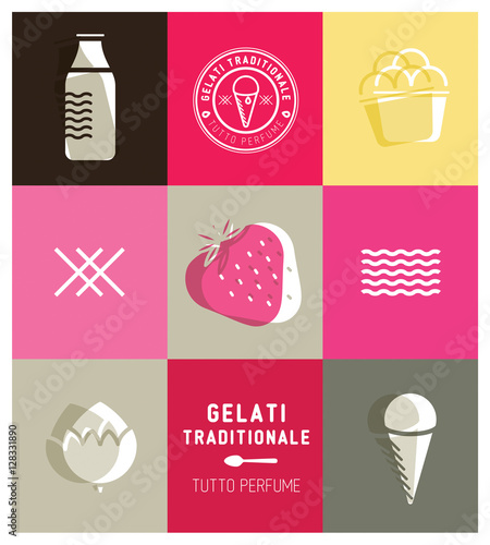 identité de marque pour glacier, vendeur de glace