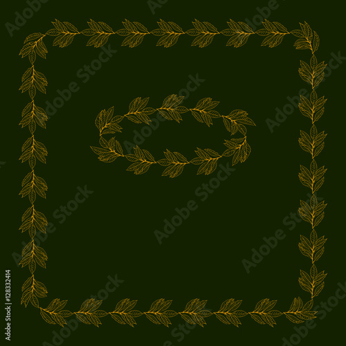 растительная рамка на темном фоне, векторная иллюстрация