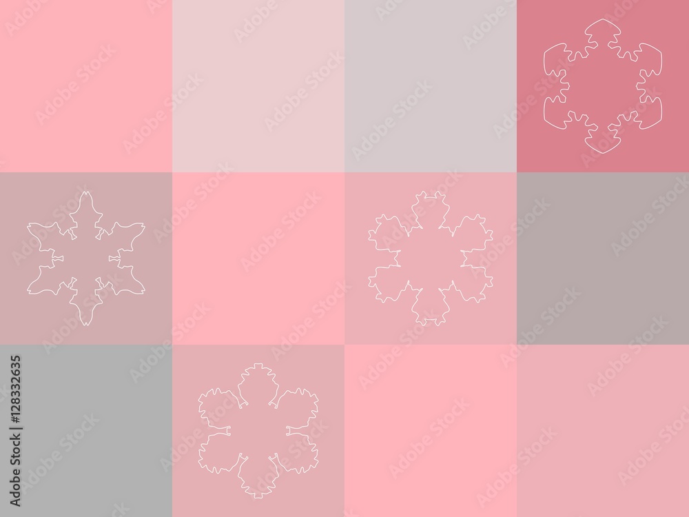 Christmas pink and grey mosaic seamless pattern with snowflakes