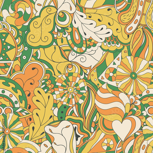 Seamless abstract hand-drawn waves pattern