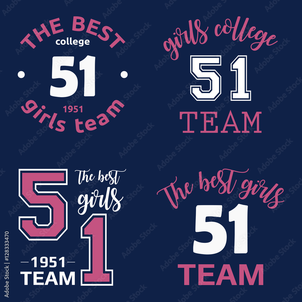 The best girls team college logo 51 isolated vector set The best girls team college logo 51 isolated vector set