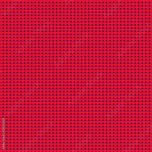 Red background of small hearts knitted fabric