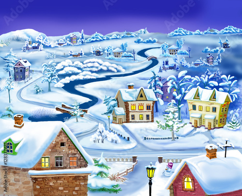 Winter Night in the Suburbs before Christmas