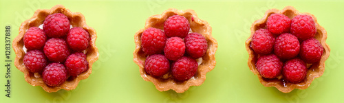 Fruit raspberry tart cakes, top view