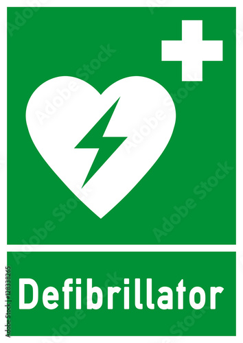 nrs7 NewRescueSign nrs - ks148 Kombi-Schild - Defibrillator - Rettungszeichen grün - DIN A1 A2 A3 A4 Poster XXL - g4783