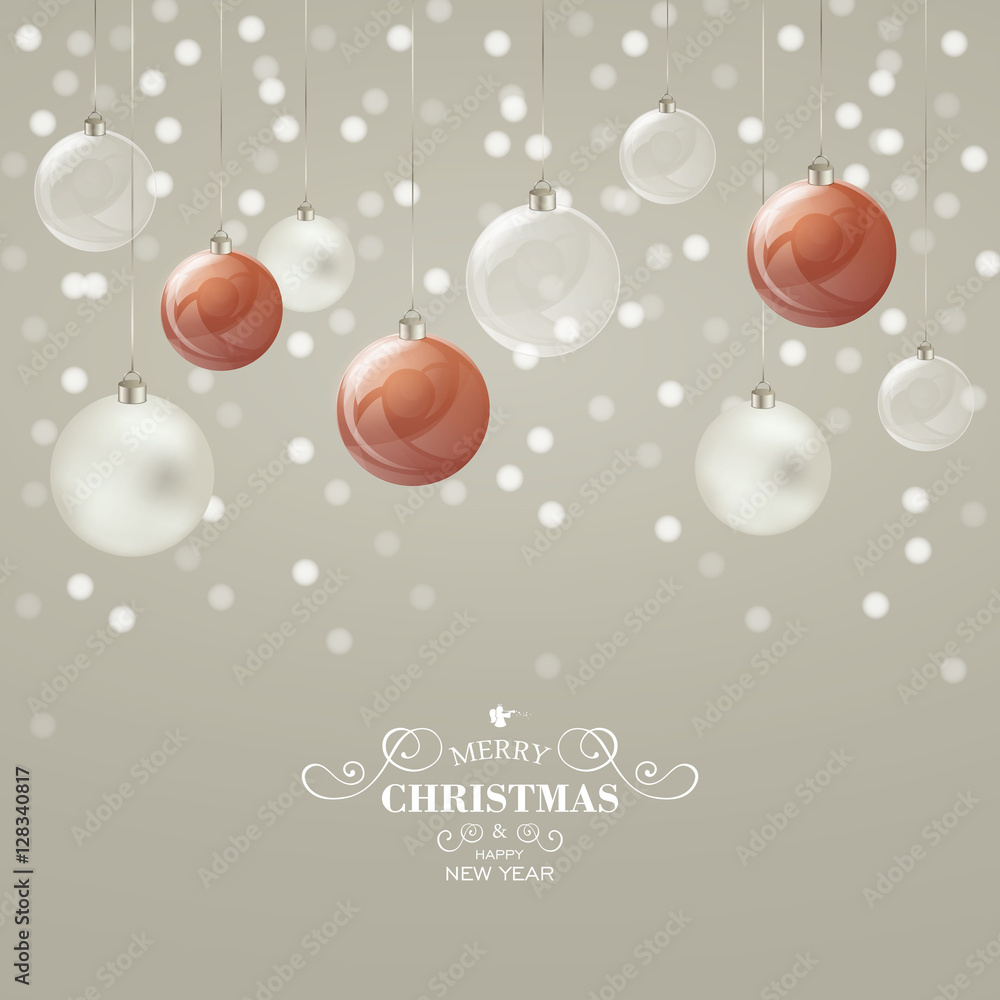 Vector Christmas Greeting Card with Baubles