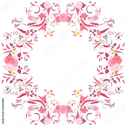 Foliate border with roses blossom