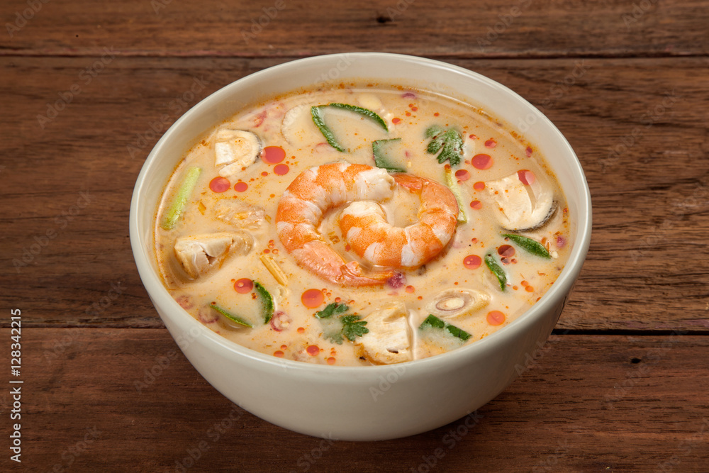 Thai tom yum soup with shrimp Thai tom yum soup with shrimp