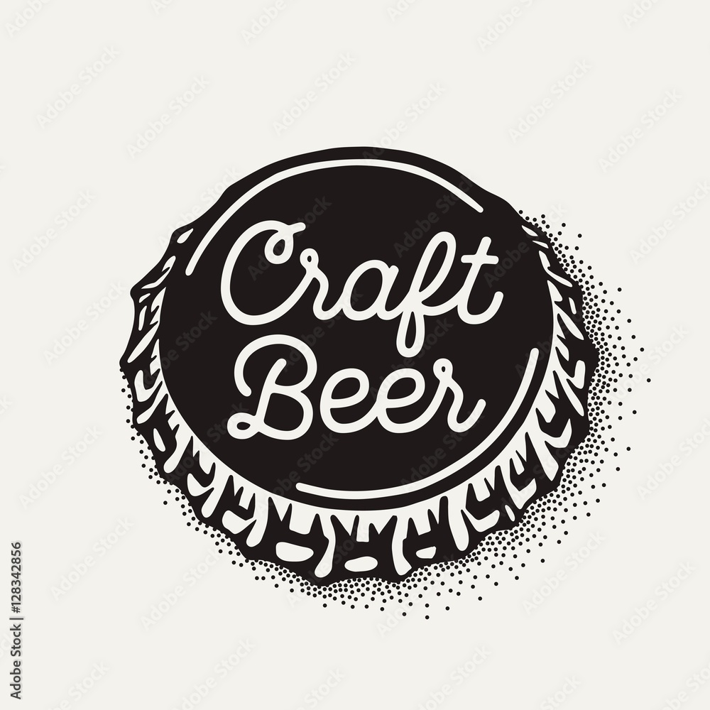 Craft beer bottle cap with brewing inscription in vintage style Craft beer bottle cap with brewing inscription in vintage style