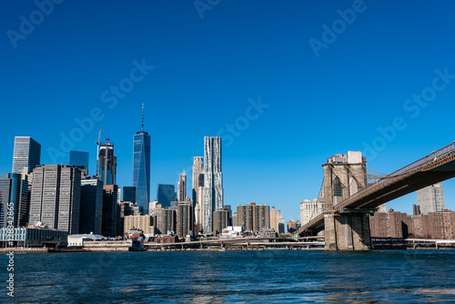 Brooklyn bridge and Skyscrapers in New York