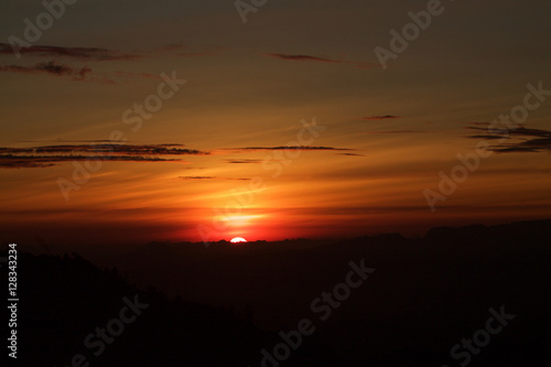 the rising sun in the tengger national park