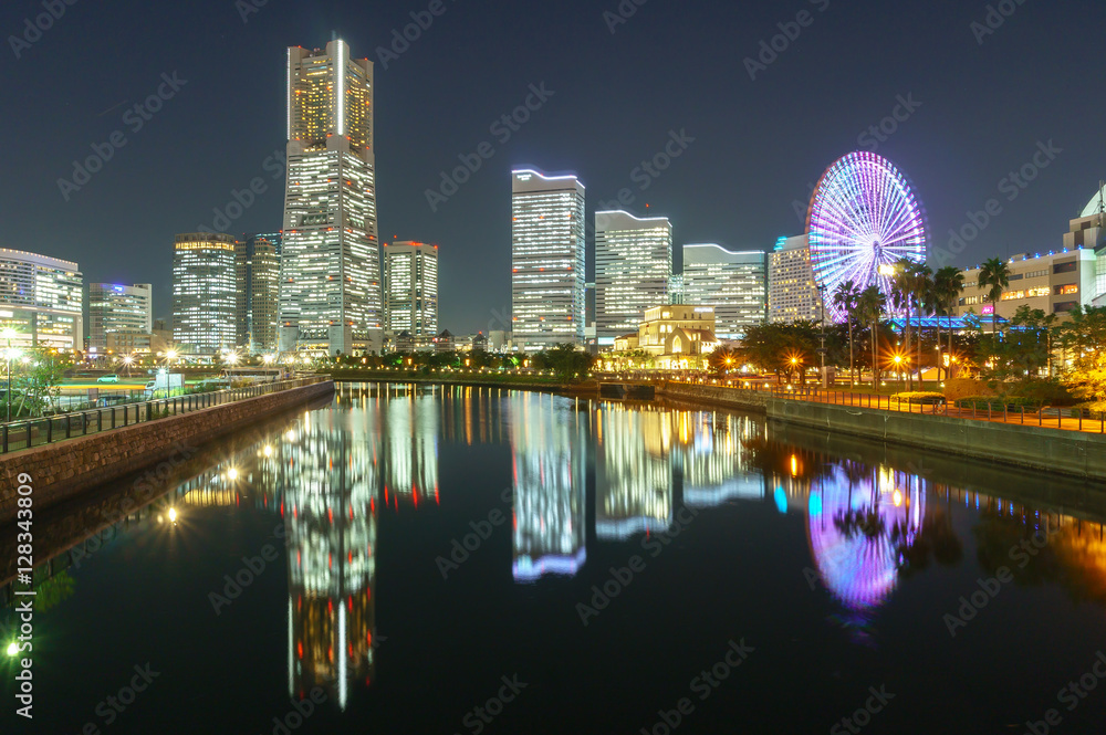 横浜、みなとみらい地区の夜景