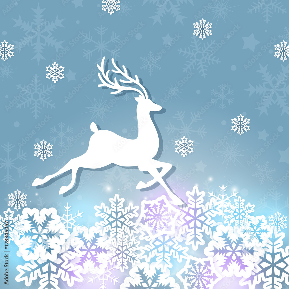 White paper deer and snowflakes