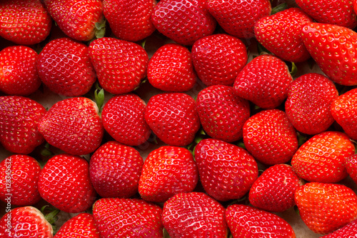 View of freshly picked strawberries