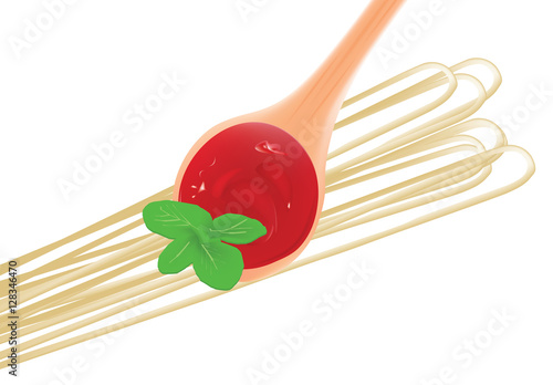 spaghetti cucchiaio con salsa al  pomodoro 