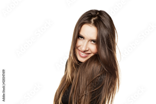 sensual portrait of a smiling young beautiful woman