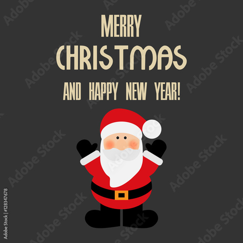 Vector illustration of a Santa Claus with text merry christmas and happy new year