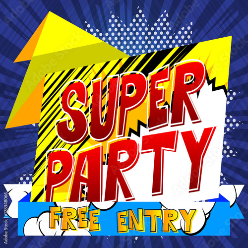 Vector Party banner with comic book theme.