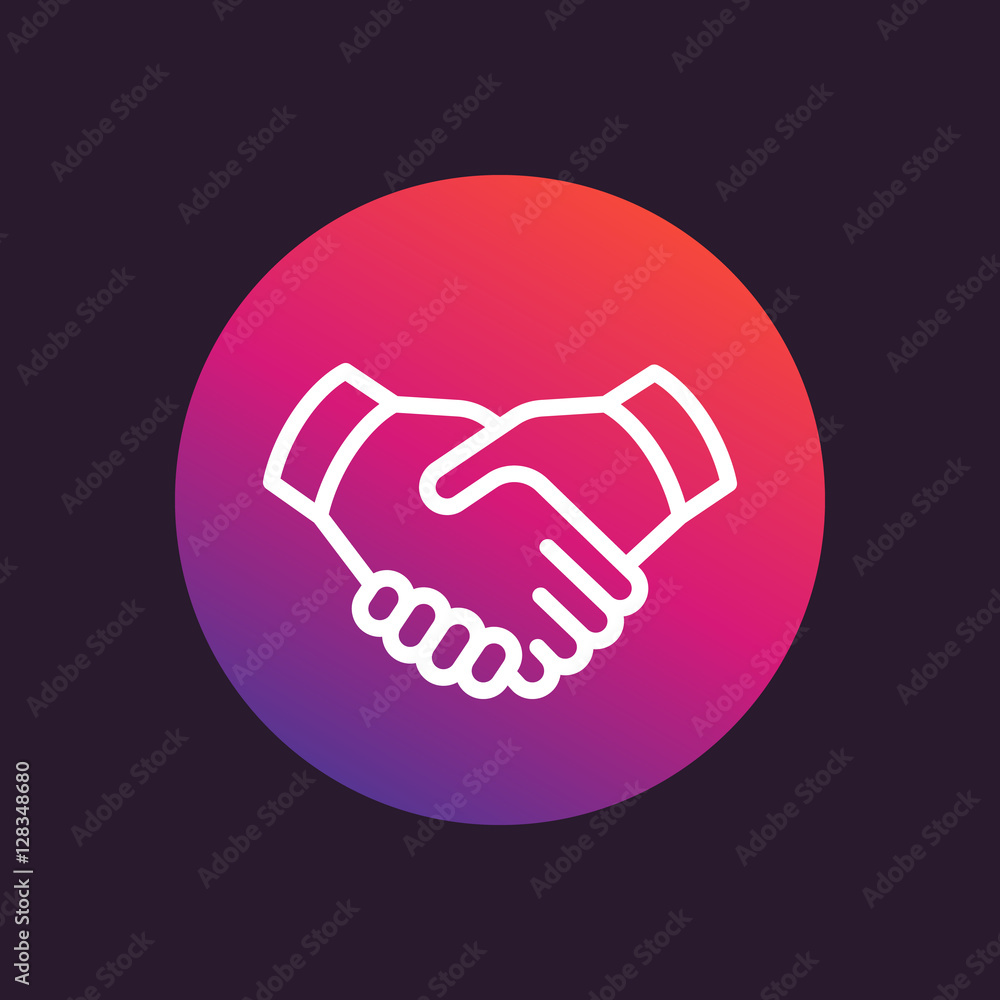 handshake line icon, deal, partnership vector sign handshake line icon, deal, partnership vector sign