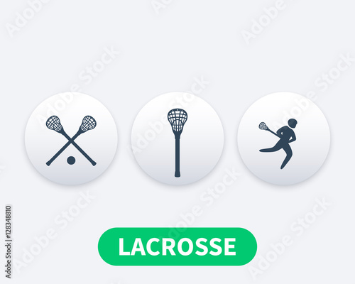 Lacrosse icons, player in game, sticks