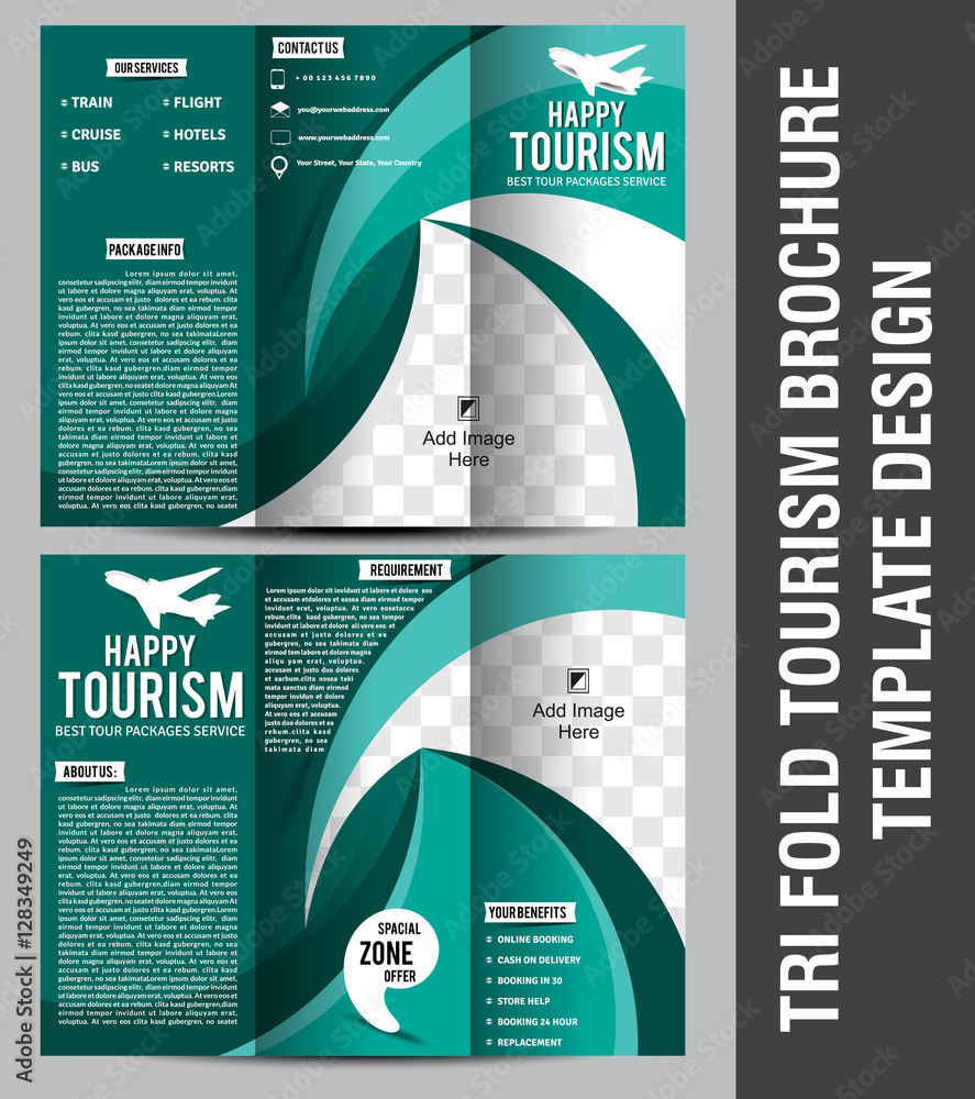 Tri Fold Tourism Brochure Template Design Stock Vector | Adobe Stock