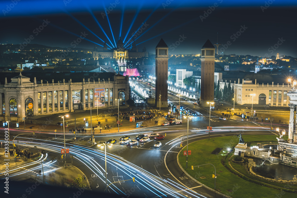 Fototapeta premium Magic Fountain light show in Barcelona, Spain
