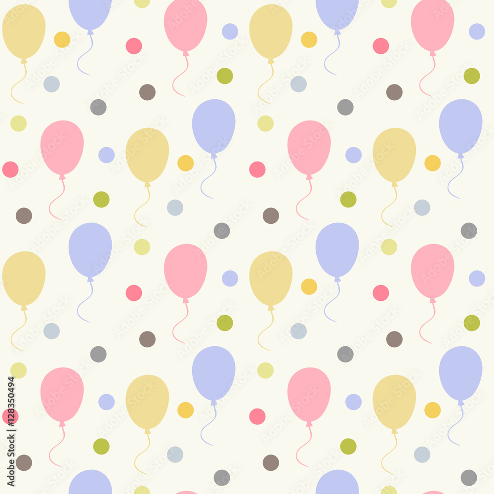 Balloons pattern with polka dots on a white background