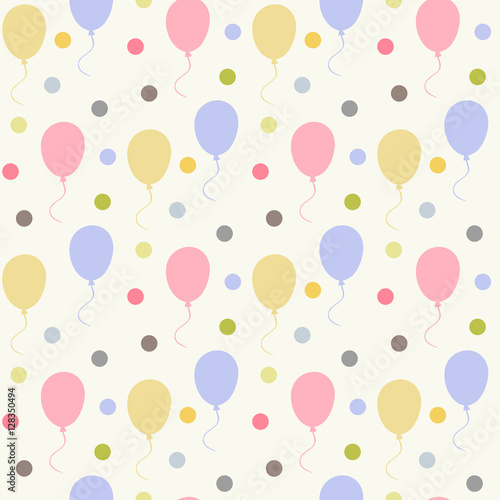 Balloons pattern with polka dots on a white background