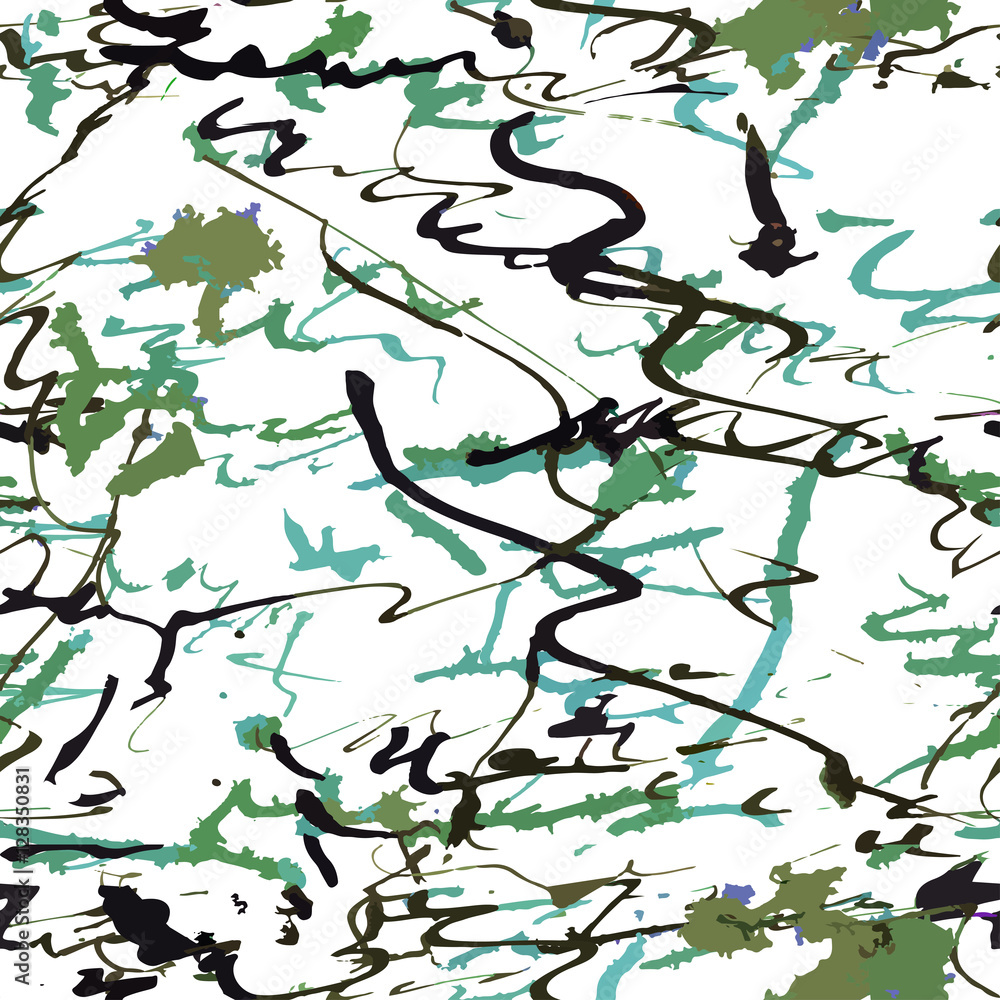 Vector seamless pattern with ink brush strokes.