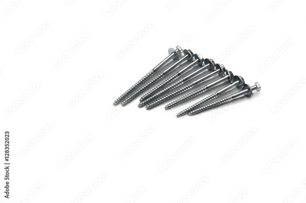 Screws with hexagonal head on a white background Screws with hexagonal head on a white background