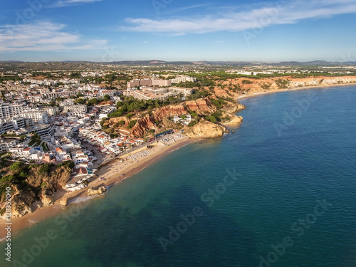 Aerial. Amazing view from the sky, town coast Olhos de Agua. © sergojpg