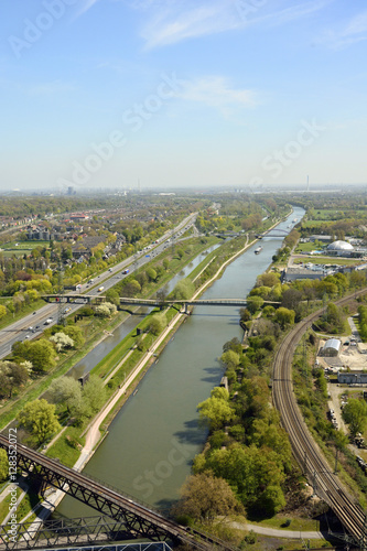 View over Rhein-Herne-Kanal in Oberhausen, Germany.