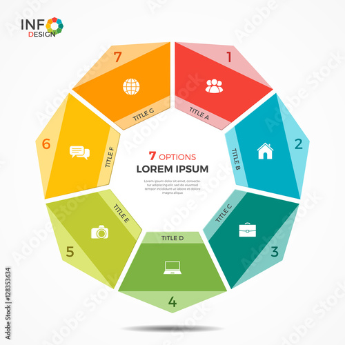 Colorful infographic template with 7 options circle chart photo