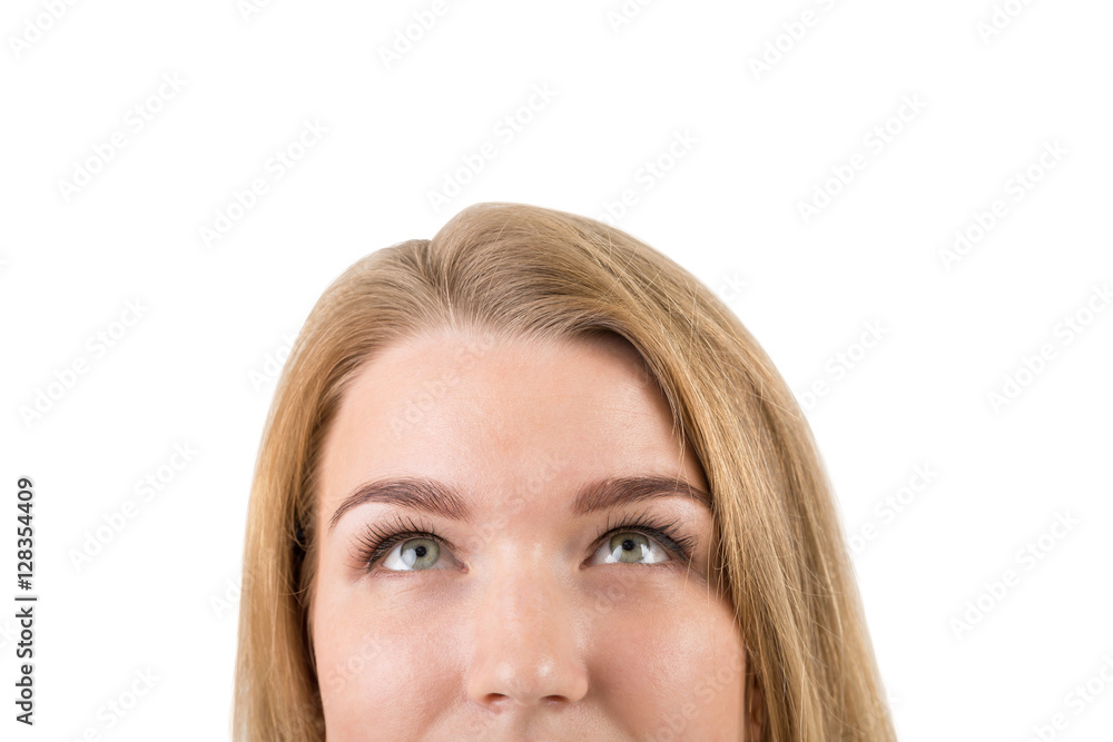 Isolated close up portrait of a blond woman Isolated close up portrait of a blond woman