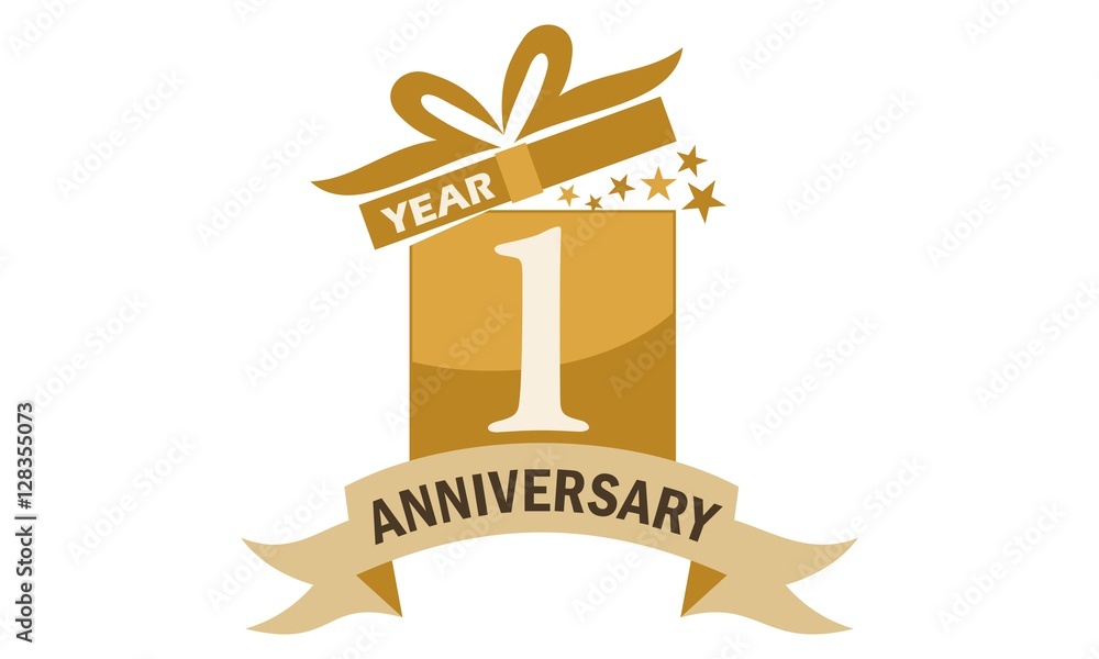 1 Years Gift Box Ribbon Anniversary