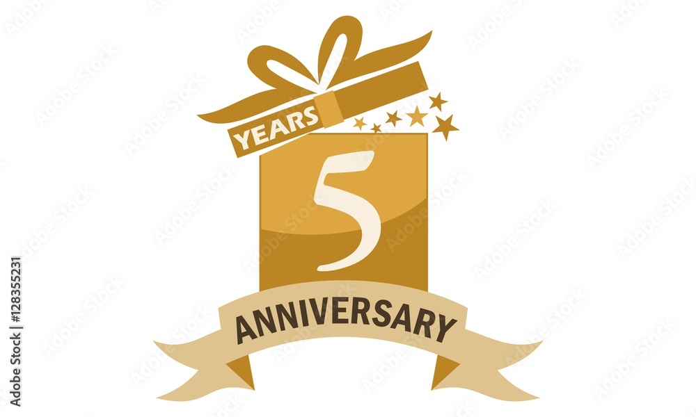 5 Years Gift Box Ribbon Anniversary