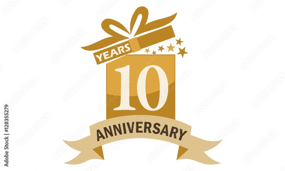 10 Years Gift Box Ribbon Anniversary