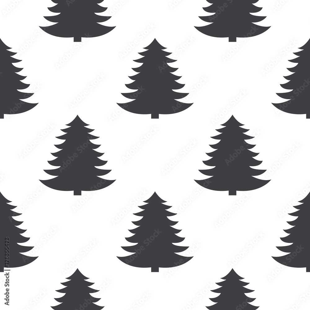 Fototapeta premium Seamless pattern with pine trees in black and white.Vector illustration