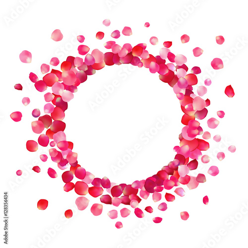 Circle frame of pink rose petals