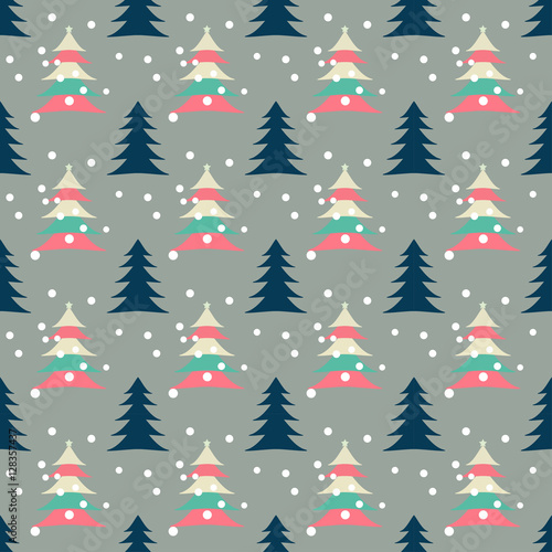 Seamless christmas trees background pattern; editable background