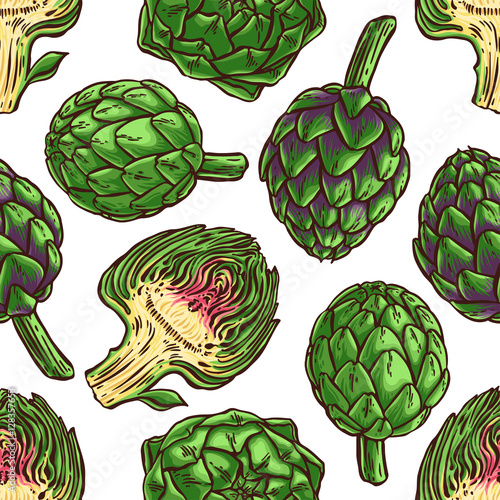 seamless colorful artichokes