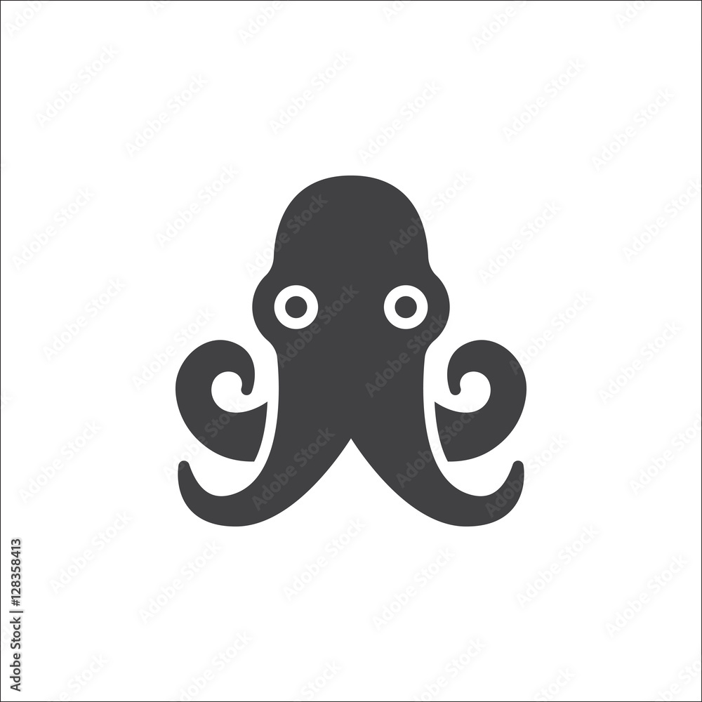 Octopus icon vector, filled flat sign, solid pictogram isolated on white, logo illustration Octopus icon vector, filled flat sign, solid pictogram isolated on white, logo illustration
