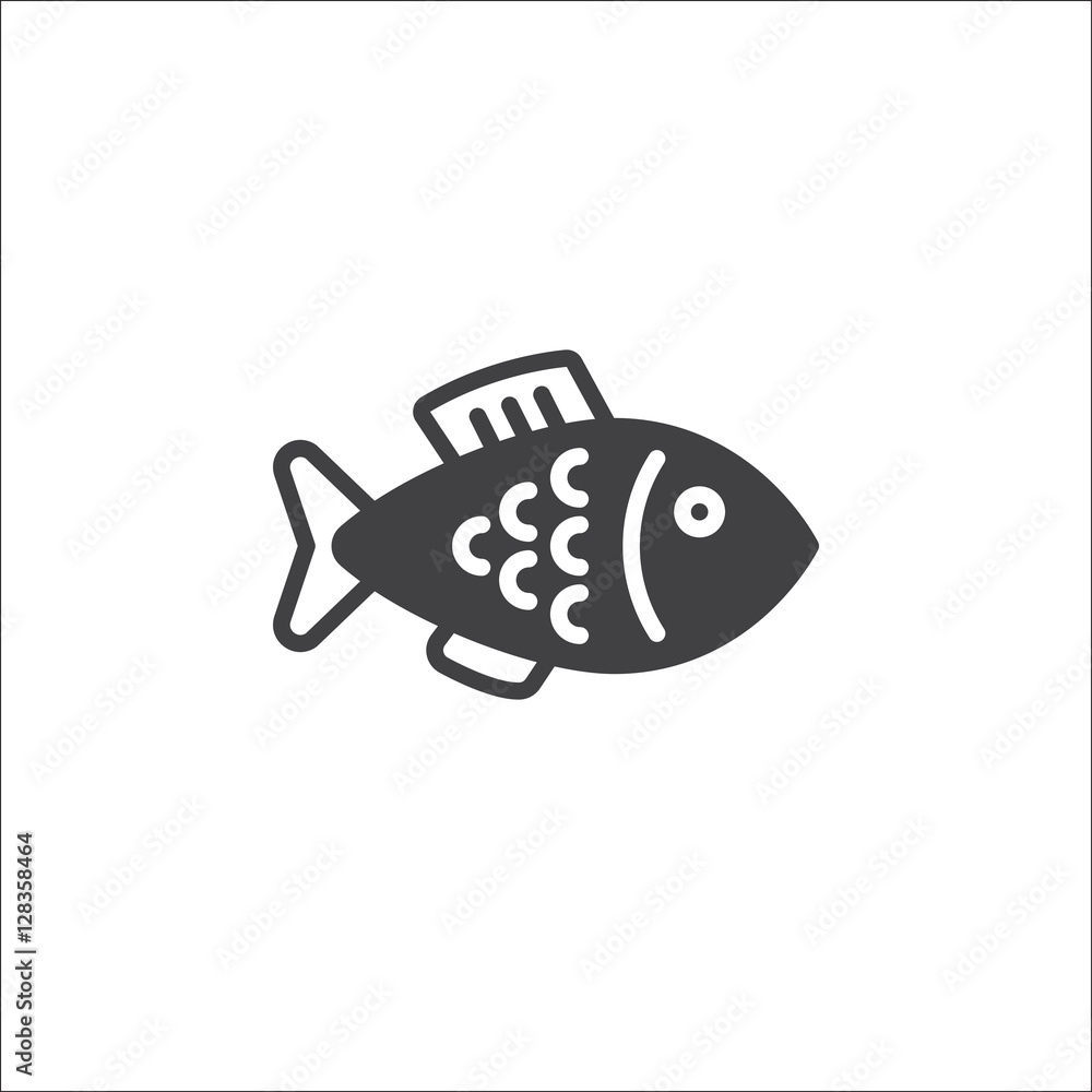 Obraz premium Fish icon vector, filled flat sign, solid pictogram isolated on white, logo illustration