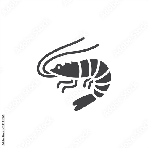 Shrimp, Prawn icon vector, filled flat sign, solid pictogram isolated on white, logo illustration