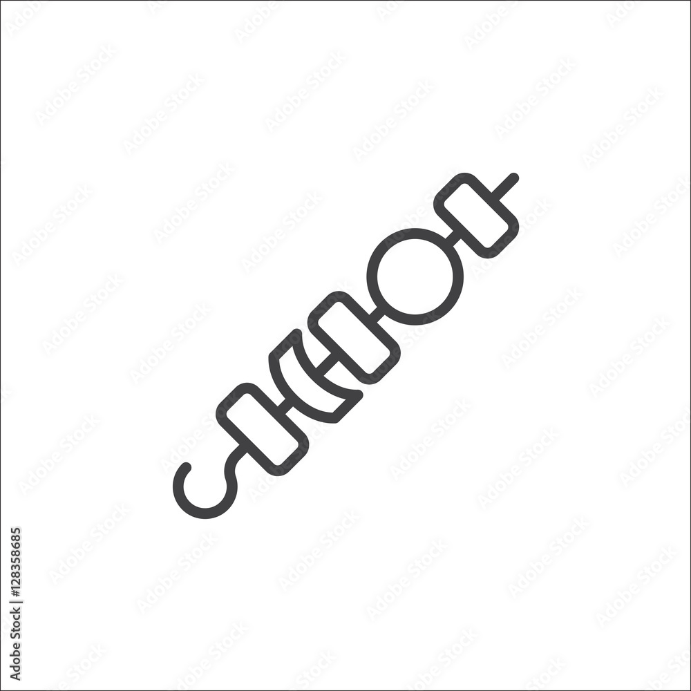 Kebab, shashlik line icon, outline vector sign, linear pictogram isolated on white. logo illustration Kebab, shashlik line icon, outline vector sign, linear pictogram isolated on white. logo illustration