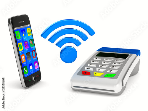 Payment by phone on white b...